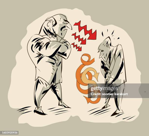 angry boss crushed employee - imperialism stock illustrations