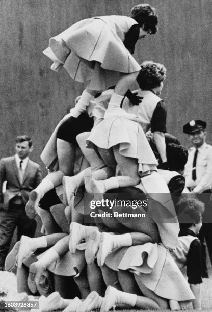The Steelerettes form a human pyramid during their performance for the Steelers vs Giants game, Pittsburgh, Pennsylvania, United States, 22nd...