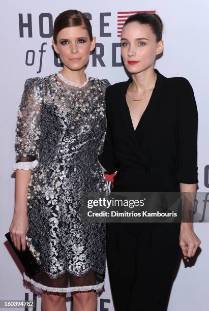 Kate Mara and Rooney Mara attend the Netflix's "House Of Cards" New York Premiere at Alice Tully Hall on January 30, 2013 in New York City.