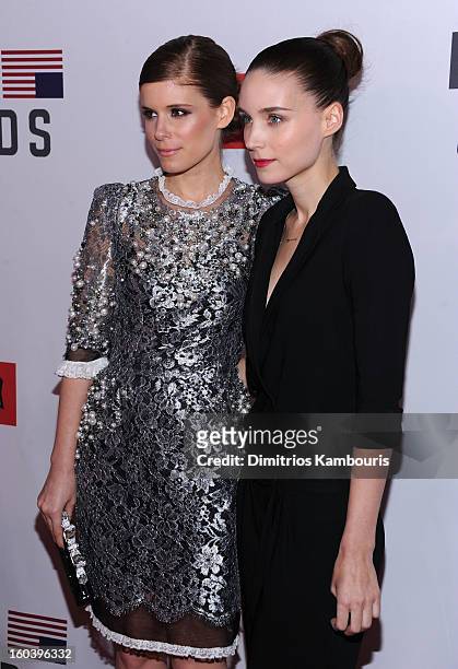 Kate Mara and Rooney Mara attend the Netflix's "House Of Cards" New York Premiere at Alice Tully Hall on January 30, 2013 in New York City.
