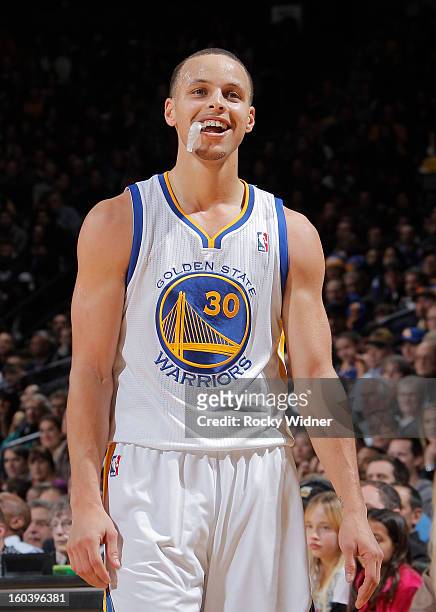 Stephen Curry of the Golden State Warriors during a game against the Oklahoma City Thunder on January 23, 2013 at Oracle Arena in Oakland,...