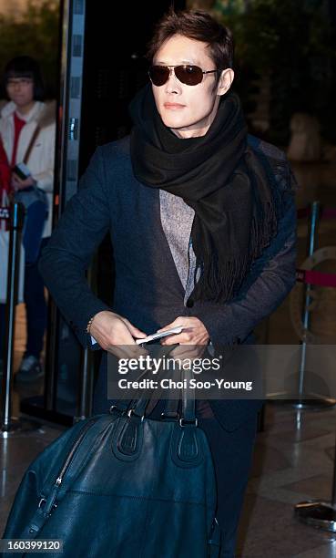 Lee Byung-Hun departs for Japan at Gimpo International Airport on January 30, 2013 in Seoul, South Korea.