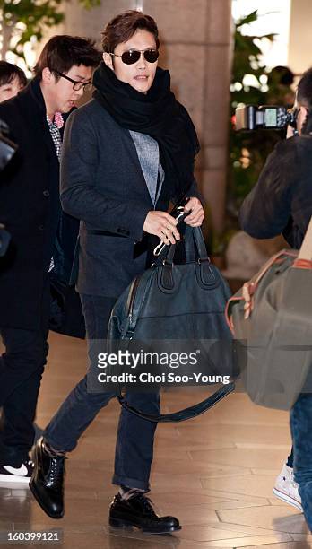 Lee Byung-Hun departs for Japan at Gimpo International Airport on January 30, 2013 in Seoul, South Korea.