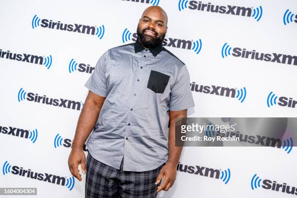 Michael Oher visits SiriusXM at SiriusXM Studios on August 09, 2023 in New York City.