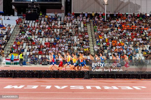 Athletes compete in Men's 3000m during European Athletics U20 Championships Jerusalem - Day Three on August 09, 2023 in Jerusalem, Israel.