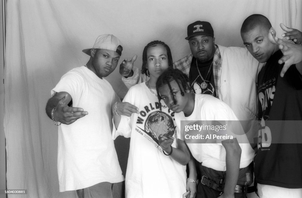 Hood Ratz Rap duo Hoodratz appear with DJ Irv, Kris Kross in a portrait taken ...