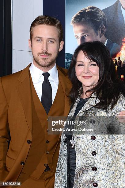 Ryan Gosling and Donna Gosling arrive at the Los Angeles premiere of "Gangster Squad" at Grauman's Chinese Theatre on January 7, 2013 in Hollywood,...