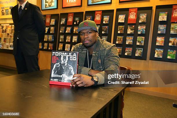 Cent promotes the new book "Formula 50: A 6-Week Workout and Nutrition Plan That Will Transform Your Life" at Barnes & Noble, Fresh Meadows on...