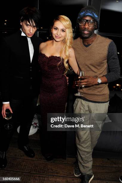 Natt Weller, Zara Martin and Wretch 32 attend the InStyle Best Of British Talent party in association with Lancome and Avenue 32 at Shoreditch House...