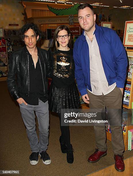 Musicians Jonny Polonsky, Lisa Loeb and Chad Gilbert attend a CD signing and performance for Loeb's new CD "No Fairy Tale" at Barnes & Noble...