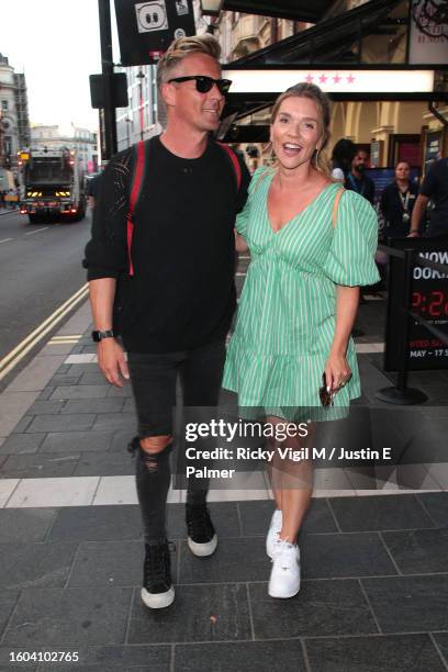 Matt Evers and Candice Brown seen attending the Gala Night performance as Frankie Bridge joins the cast of "2:22 A Ghost Story" at The Apollo Theatre...