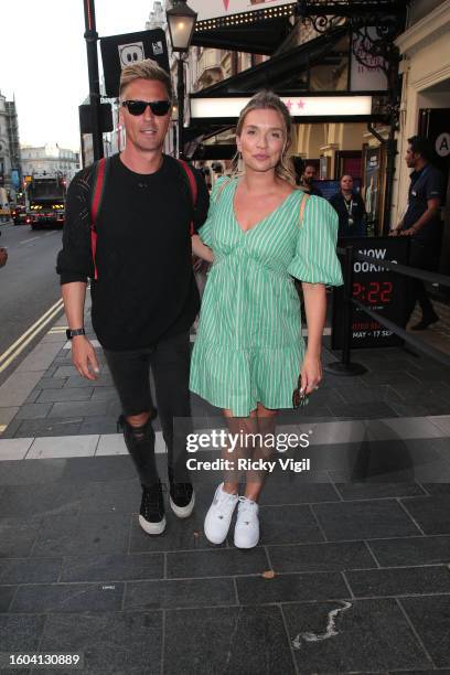 Matt Evers and Candice Brown seen attending the Gala Night performance as Frankie Bridge joins the cast of "2:22 A Ghost Story" at The Apollo Theatre...