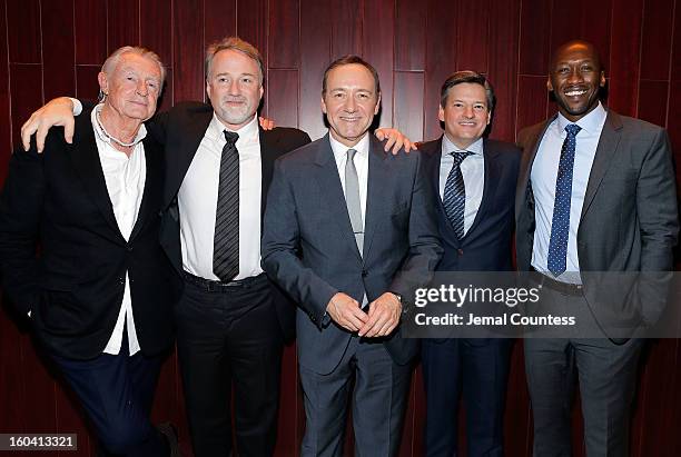 Director Joel Schumacher, producer David Fincher, actor Kevin Spacey, Chief Content Officer, Netflix, Inc. Ted Sarandos and actor Mahershala Ali...