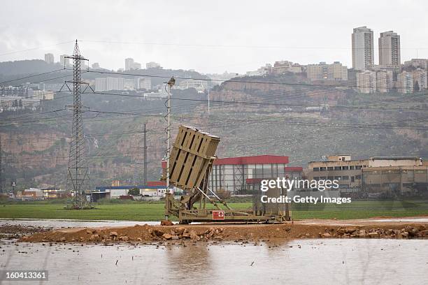 An 'Iron Dome' short-range missile defense system is positioned near the northern city of Haifa on January 31, 2013 in Israel. The Iron Dome missile...