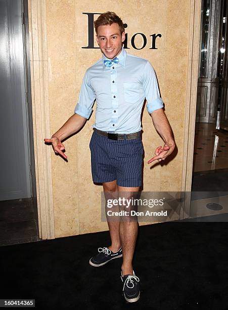 Matthew Mitcham poses at the opening of the Christan Dior Sydney store on January 31, 2013 in Sydney, Australia.