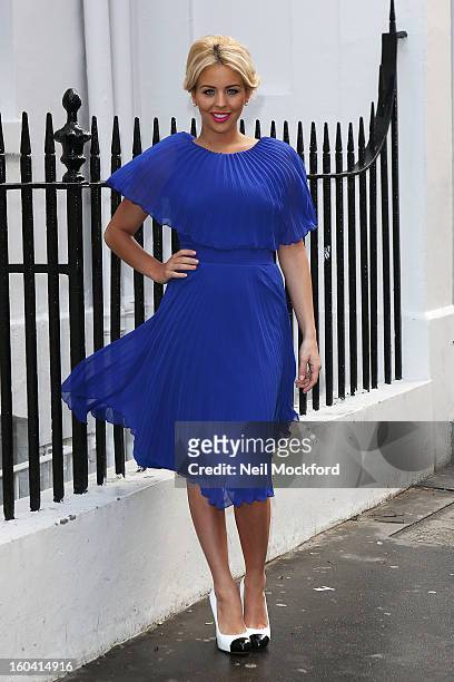 Lydia Rose Bright arriving for the launch of her s/s 2013 fashion presentation at the House of St. Barnabas on January 31, 2013 in London, England.