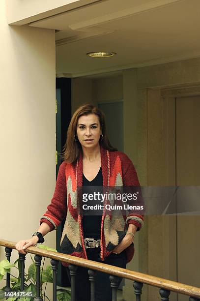 Spanish writer Carmen Posadas attends a portrait session during the launch of her new book 'El testigo invisible' at Editorial Planeta on January 29,...