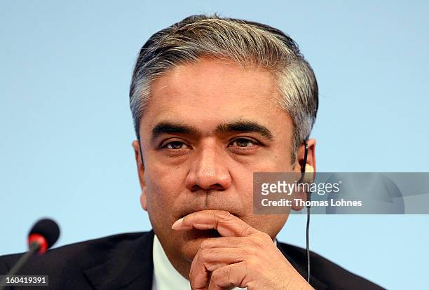 Anshu Jain, Co-CEOs of Deutsche Bank, attends the company's annual press conference to announce its financial results for 2012 on January 31, 2013 in...