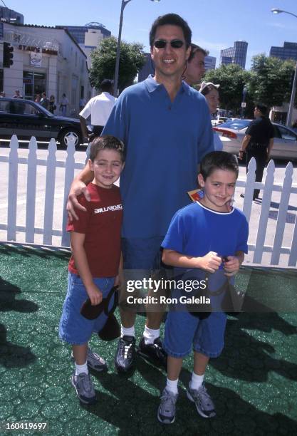 Actor Ray Romano and sons Matthew and Gregory attend the "Cats & Dogs" Westwood Premiere on June 23, 2001 at the Mann Village Theatre in Westwood,...