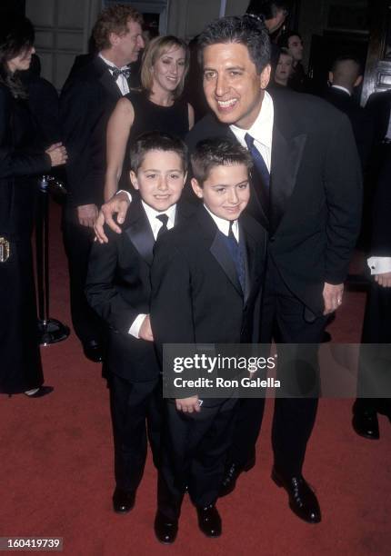 Actor Ray Romano and sons Matthew and Gregory attend the 28th Annual People's Choice Awards on January 13, 2002 at the Pasadena Civic Auditorium in...