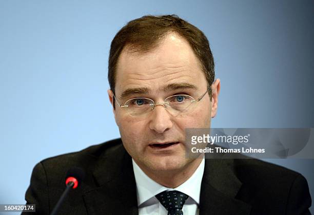Stephan Leitner, member of the board of Deutsche Bank, attends the company's annual press conference to announce its financial results for 2012 on...