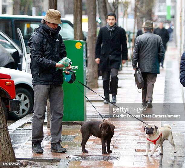 Spanish bullfighter Sebastian Palomo Danko is seen going for a walk with his pet dog on January 30, 2013 in Madrid, Spain.