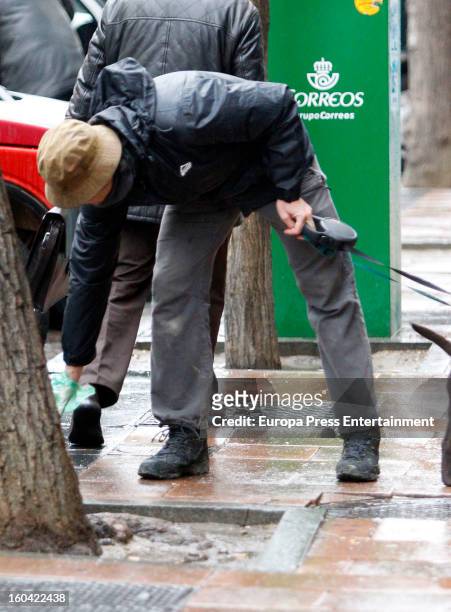 Spanish bullfighter Sebastian Palomo Danko is seen going for a walk with his pet dog on January 30, 2013 in Madrid, Spain.