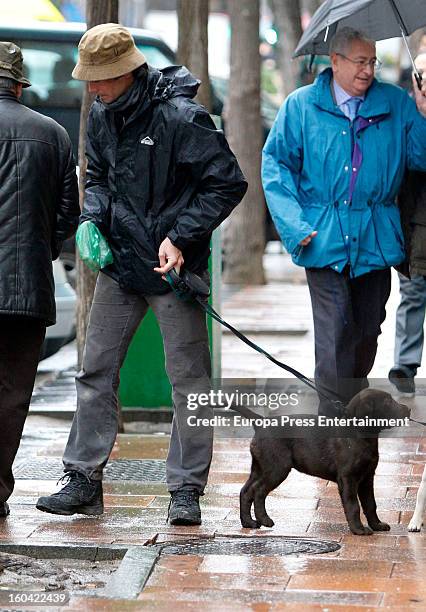 Spanish bullfighter Sebastian Palomo Danko is seen going for a walk with his pet dog on January 30, 2013 in Madrid, Spain.