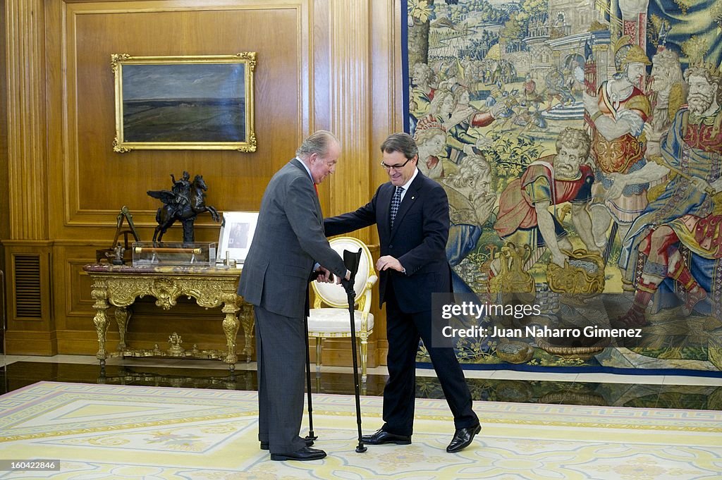 King Juan Carlos of Spain Meets President of Catalonia Artur Mas