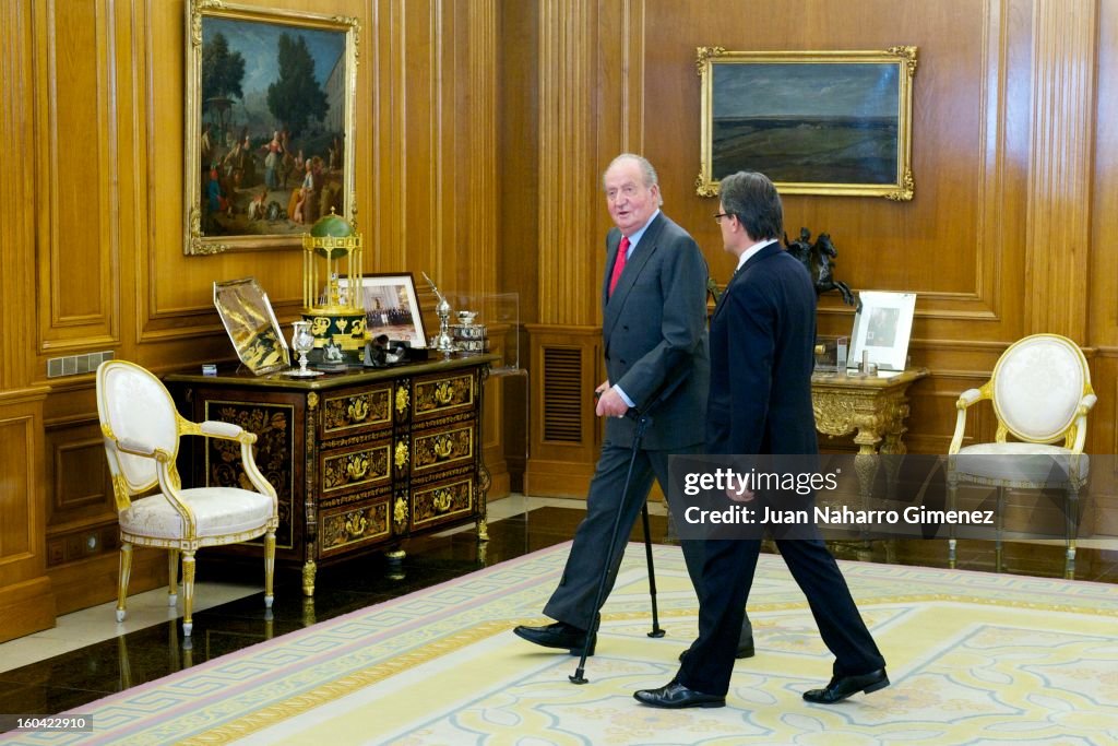 King Juan Carlos of Spain Meets President of Catalonia Artur Mas