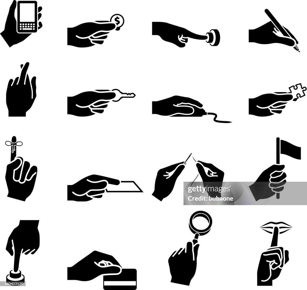 Using Your Hands black and white vector icon set