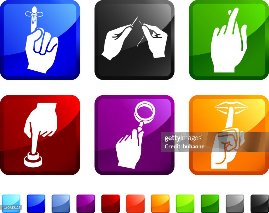 Using Your Hands royalty free vector icon set stickers