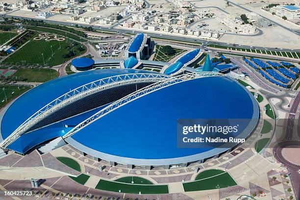 View of the Aspire indoor hall and the trainings ground is taken at the ASPIRE Academy for Sports Excellence on January 6, 2013 in Doha, Qatar....
