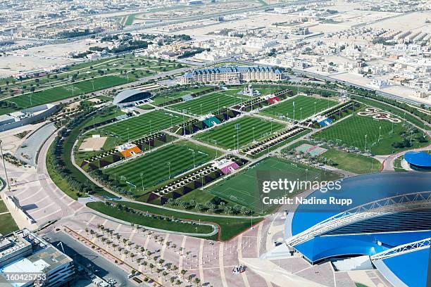 View of the Aspire indoor hall and the trainings ground is taken at the ASPIRE Academy for Sports Excellence on January 6, 2013 in Doha, Qatar....