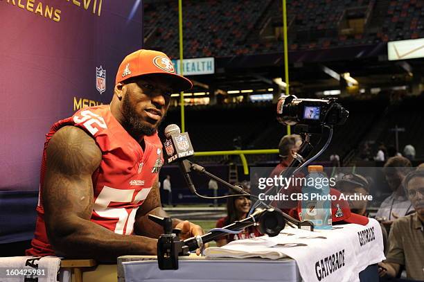 Super Bowl XLVII Media Day at the Superdome in New Orleans. The San Francisco 49ers and the Baltimore Ravens teams and coaches answered questions...