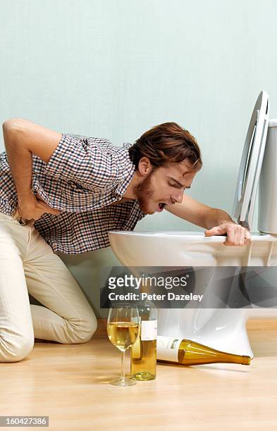 man with drinking tolerance/hangover - hangover stockfoto's en -beelden