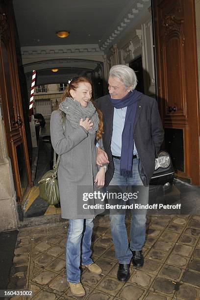 Florence Cassez meets Alain Delon on January 31, 2013 in Paris, France.