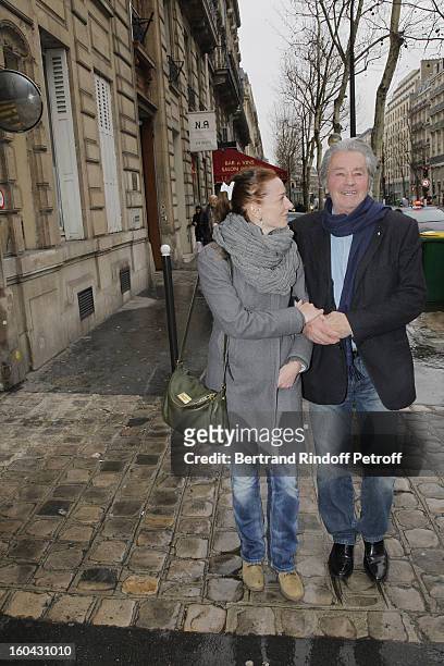 Florence Cassez meets Alain Delon on January 31, 2013 in Paris, France.