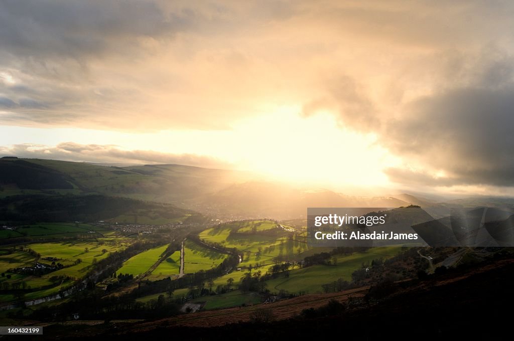 Sunshine lighting up Llangollen,home of the International eisteddfod