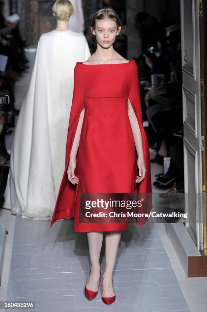 Model walks the runway at the Valentino Spring Summer 2013 fashion show during Paris Haute Couture Fashion Week on January 23, 2013 in Paris, France.