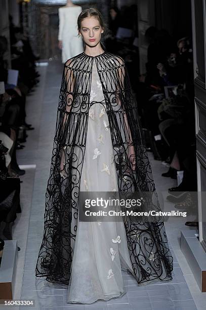 Model walks the runway at the Valentino Spring Summer 2013 fashion show during Paris Haute Couture Fashion Week on January 23, 2013 in Paris, France.