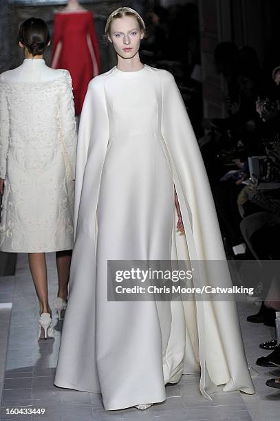 Model walks the runway at the Valentino Spring Summer 2013 fashion show during Paris Haute Couture Fashion Week on January 23, 2013 in Paris, France.