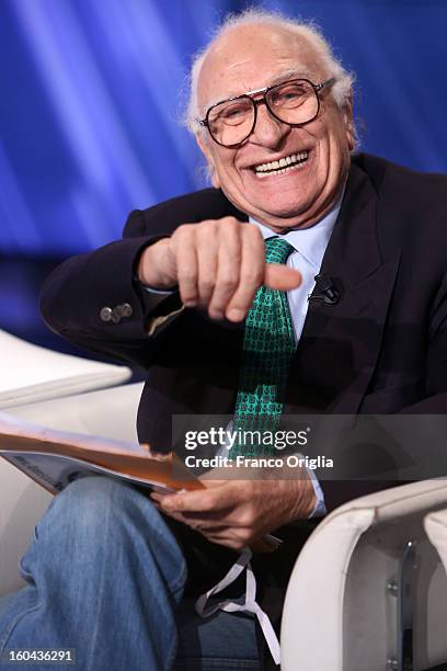 Leader of the Italian Radical party Marco Pannella attends 'Porta A Porta' TV show on January 31, 2013 in Rome, Italy. National Elections in Italy...