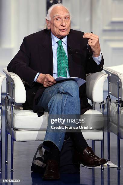 Leader of the Italian Radical party Marco Pannella attends 'Porta A Porta' TV show on January 31, 2013 in Rome, Italy. National Elections in Italy...