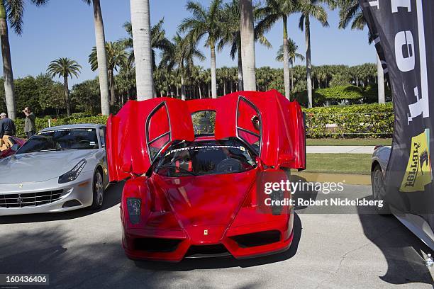 New Ferrari Enzo automobile is on display and for sale at the annual Cavallino Auto Competition, January 26, 2013 held at The Breakers Hotel in Palm...