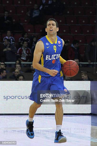 Moran Roth of Maccabi Electra in action during the 2012-2013 Turkish Airlines Euroleague Top 16 Date 6 between Besiktas JK Istanbul v Maccabi Electra...