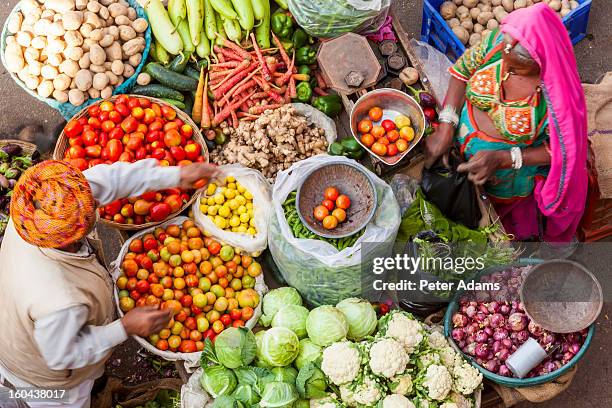 vegetable stall, pushkar, rajasthan state, india - indian market photos et images de collection