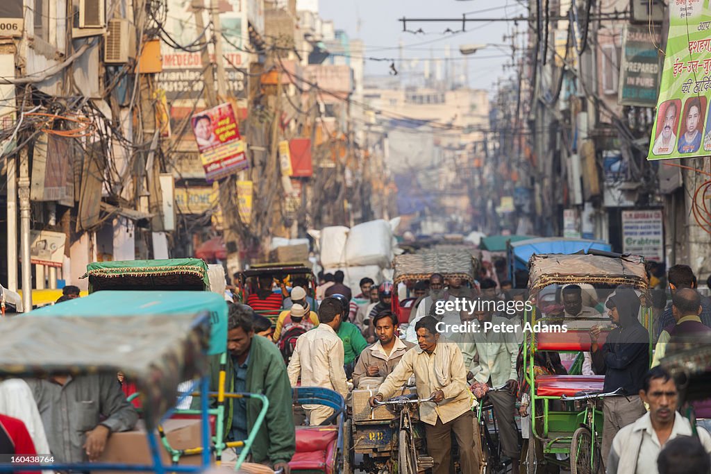 Busy Street, Chandi Chowk market, Old Delhi, India