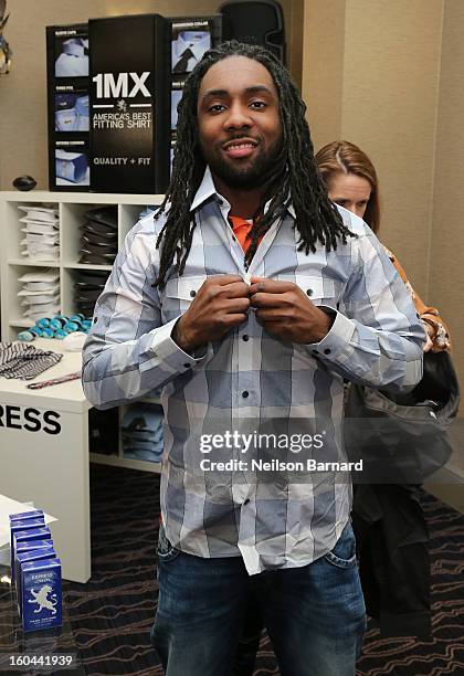 Branton Sherman attends EXPRESS 1MX Ultimate Shirt Shop & "Welcome to New Orleans" Happy Hour at Hyatt French Quarter Hotel on January 31, 2013 in...