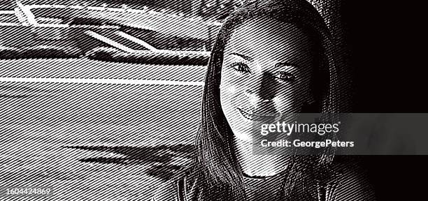 portrait of female african american university student - wide shot stock illustrations